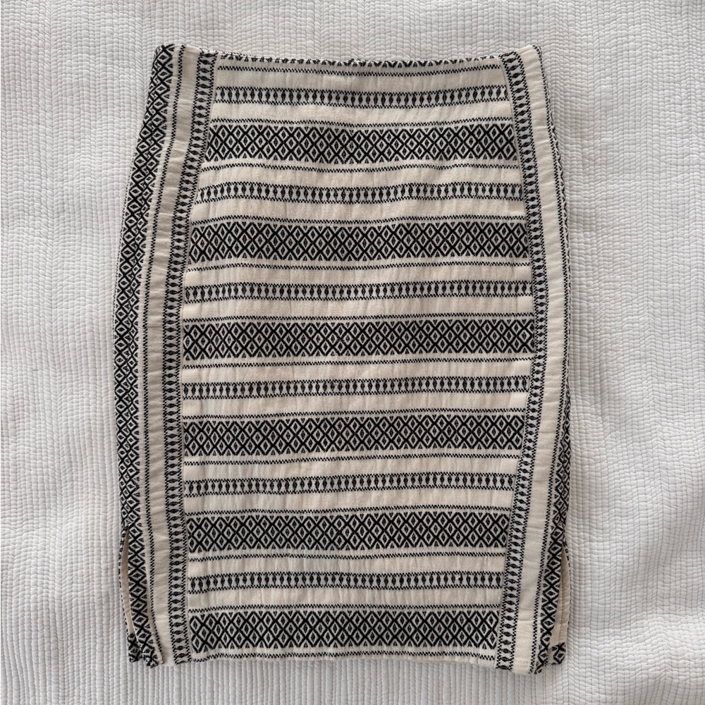 LOFT Black and Cream Stripe Knit Pencil Skirt